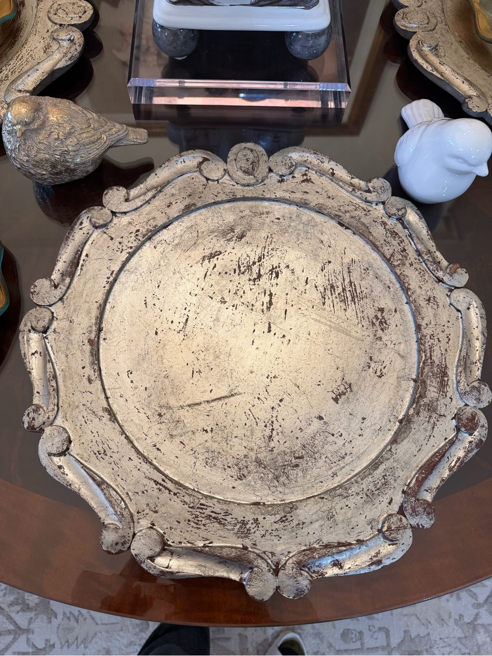 Set (4) Distressed Antique-Style Decorative Wood Trays